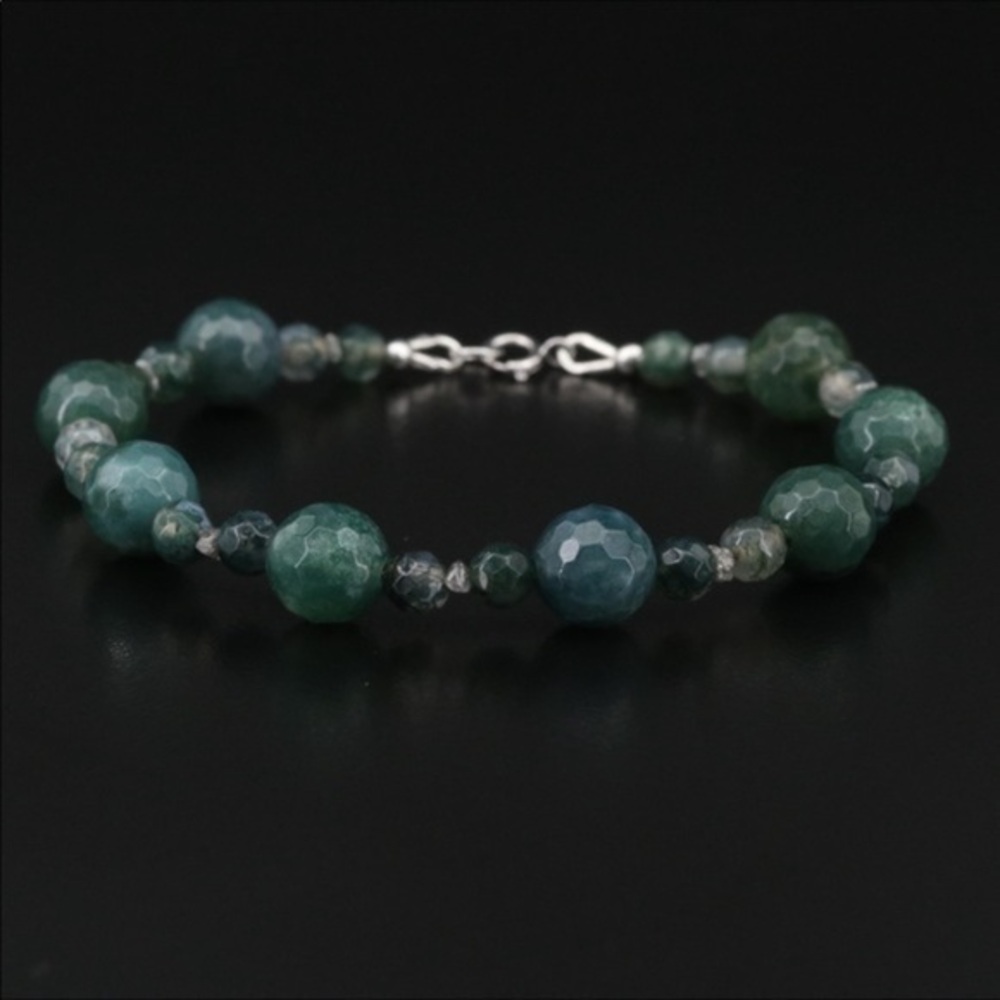 14k Agate & rough cut Diamond beaded bracelet